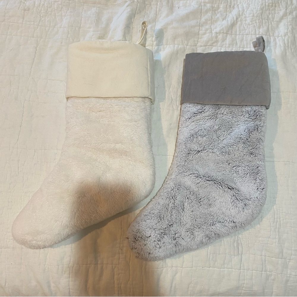 Pottery Barn Gray & Cream stockings